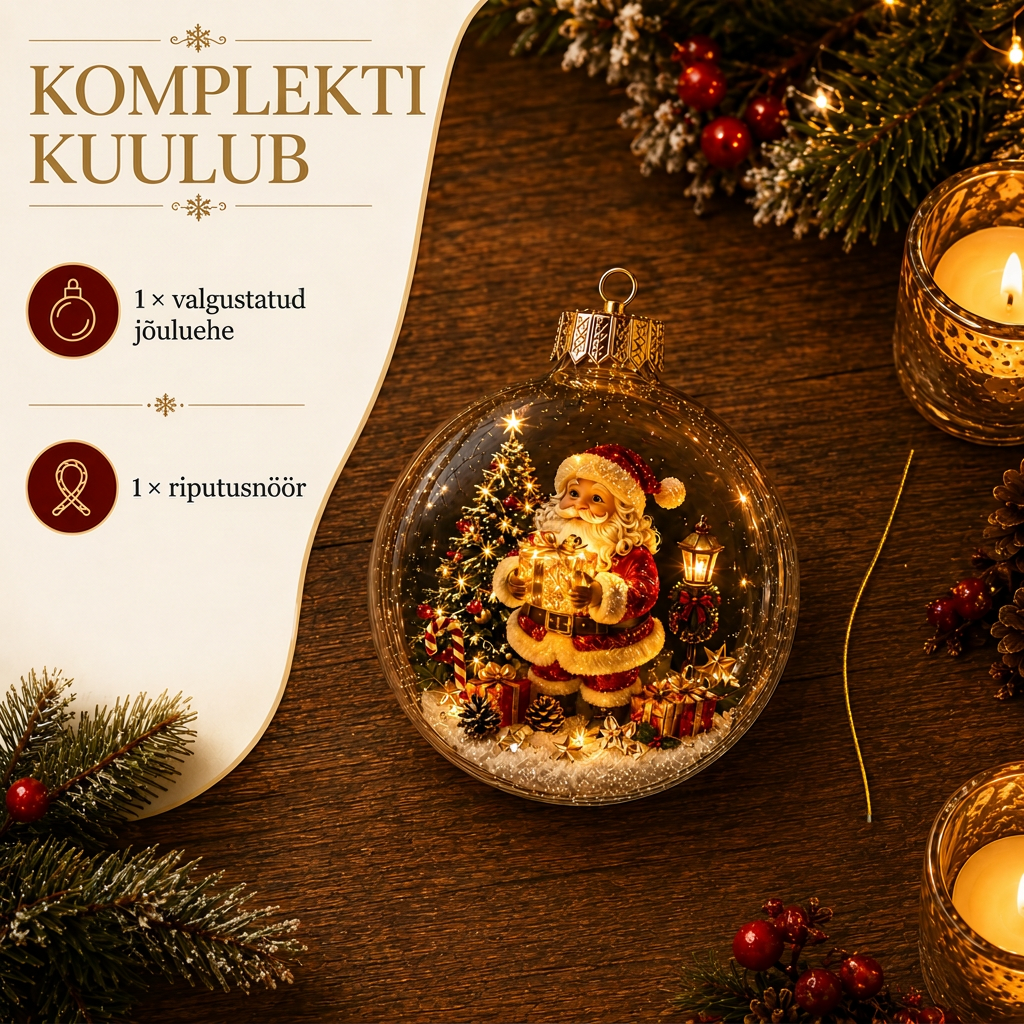 🎄 Švytintis kalėdinis pasakos papuošalas🌥️ – Šviečianti miniatiūrinė šventinė scena su šilta LED šviesa💙