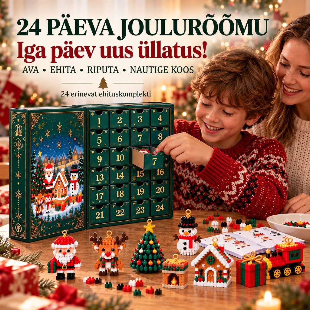 🎅🔥 Viimane päev 50% soodustuse saamiseks! 🌥️ Jõuluootuse kalender klotsidega, mis aitab kogu perel jõuludeni päevi lugeda! 🎄 Sobib suurepäraselt jõulupuu kaunistamiseks. ❤️