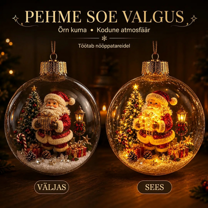 🎄 Švytintis kalėdinis pasakos papuošalas🌥️ – Šviečianti miniatiūrinė šventinė scena su šilta LED šviesa💙