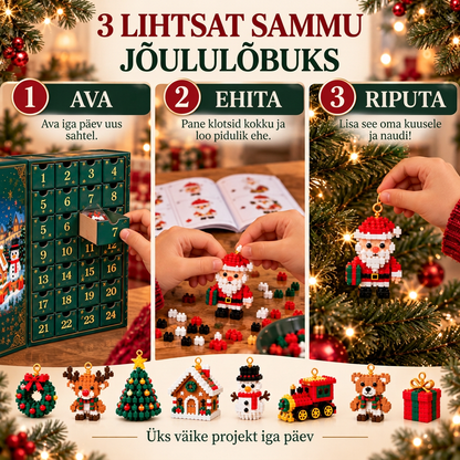 🎅🔥 Viimane päev 50% soodustuse saamiseks! 🌥️ Jõuluootuse kalender klotsidega, mis aitab kogu perel jõuludeni päevi lugeda! 🎄 Sobib suurepäraselt jõulupuu kaunistamiseks. ❤️