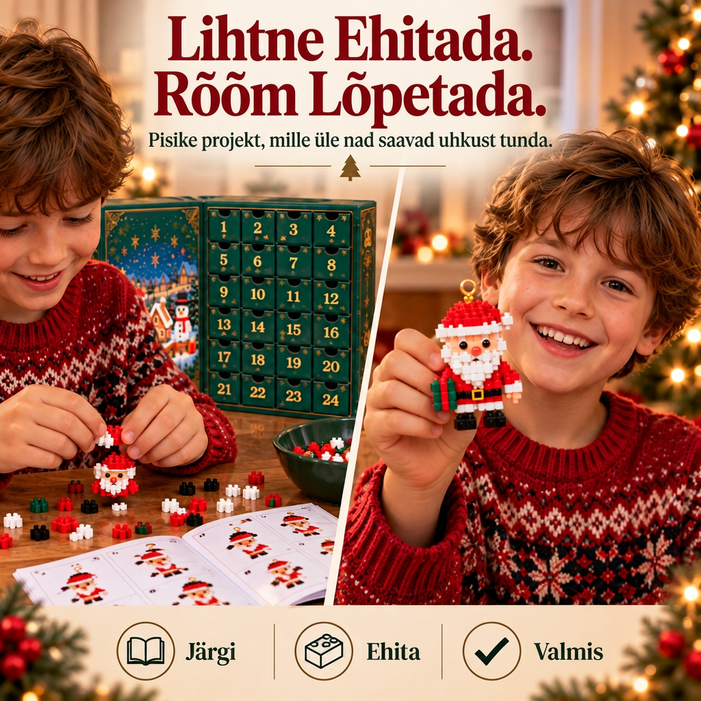 🎅🔥 Viimane päev 50% soodustuse saamiseks! 🌥️ Jõuluootuse kalender klotsidega, mis aitab kogu perel jõuludeni päevi lugeda! 🎄 Sobib suurepäraselt jõulupuu kaunistamiseks. ❤️