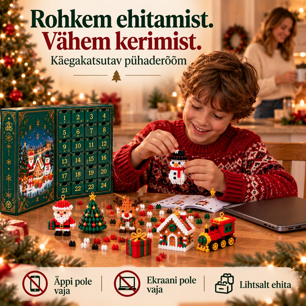 🎅🔥 Viimane päev 50% soodustuse saamiseks! 🌥️ Jõuluootuse kalender klotsidega, mis aitab kogu perel jõuludeni päevi lugeda! 🎄 Sobib suurepäraselt jõulupuu kaunistamiseks. ❤️
