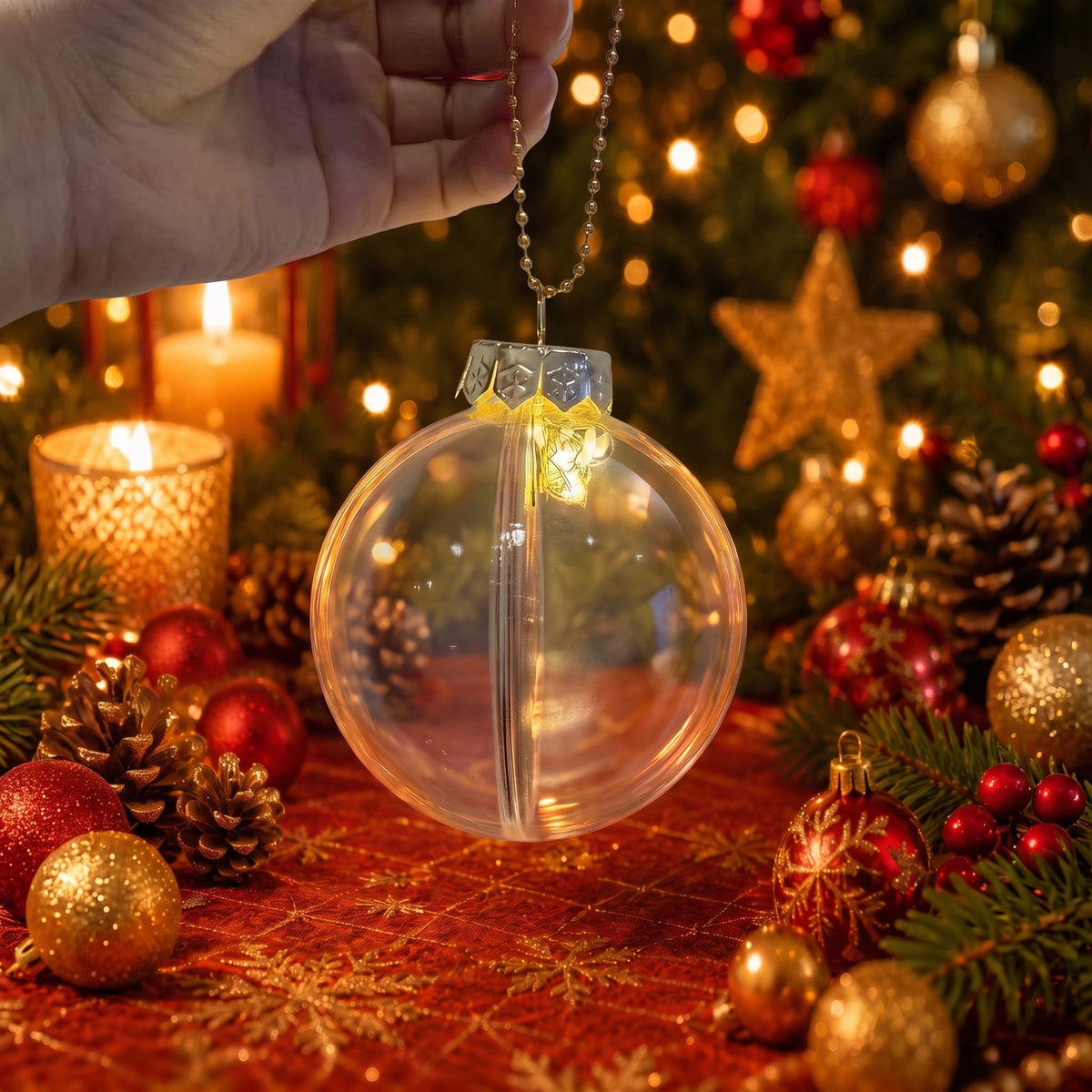 🎄 Švytintis kalėdinis pasakos papuošalas🌥️ – Šviečianti miniatiūrinė šventinė scena su šilta LED šviesa💙
