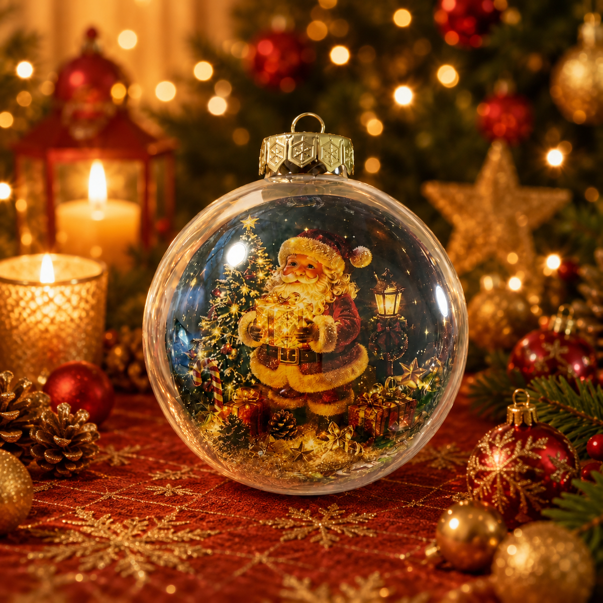 🎄 Švytintis kalėdinis pasakos papuošalas🌥️ – Šviečianti miniatiūrinė šventinė scena su šilta LED šviesa💙