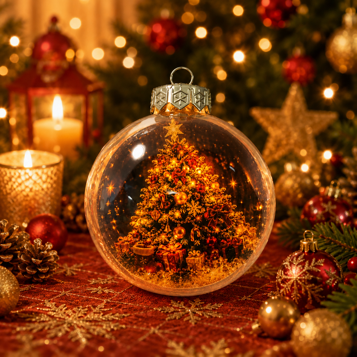 🎄 Švytintis kalėdinis pasakos papuošalas🌥️ – Šviečianti miniatiūrinė šventinė scena su šilta LED šviesa💙